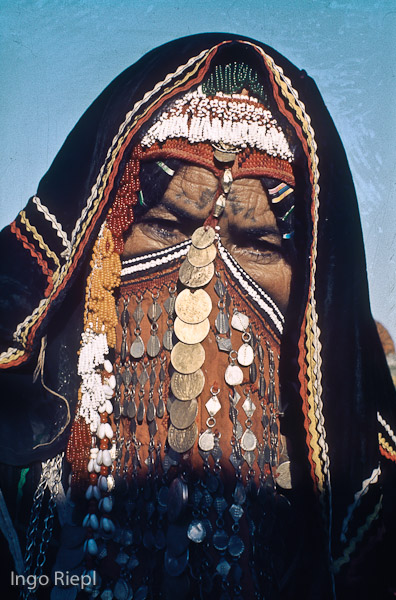 Bedouin woman with traditionel Burqa